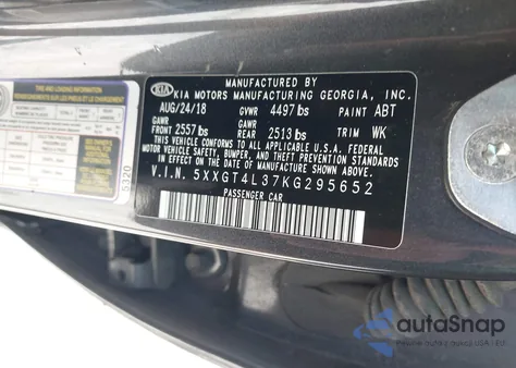 2019 Kia Optima S из США, поврежденный, VIN 5XXGT4L37KG295652